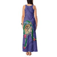 Hawaii Pikake and Maile Lei Tank Maxi Dress Honu Polynesian Pattern Purple Color LT03 - Polynesian Pride