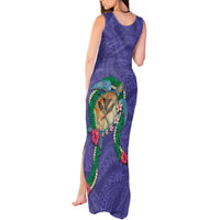 Hawaii Pikake and Maile Lei Tank Maxi Dress Honu Polynesian Pattern Purple Color LT03 - Polynesian Pride