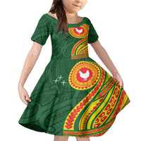 Manu'a Cession Day Family Matching Mermaid Dress and Hawaiian Shirt Polynesian Pattern LT03 Daughter's Dress Green - Polynesian Pride
