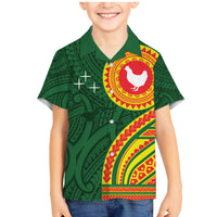 Manu'a Cession Day Family Matching Mermaid Dress and Hawaiian Shirt Polynesian Pattern LT03 Son's Shirt Green - Polynesian Pride
