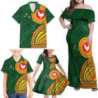 Manu'a Cession Day Family Matching Off Shoulder Maxi Dress and Hawaiian Shirt Polynesian Pattern LT03 - Polynesian Pride