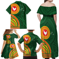 Manu'a Cession Day Family Matching Off Shoulder Maxi Dress and Hawaiian Shirt Polynesian Pattern LT03 - Polynesian Pride