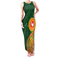 Manu'a Cession Day Family Matching Tank Maxi Dress and Hawaiian Shirt Polynesian Pattern LT03 Mom's Dress Green - Polynesian Pride
