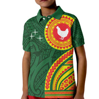 Manu'a Cession Day Kid Polo Shirt Polynesian Pattern