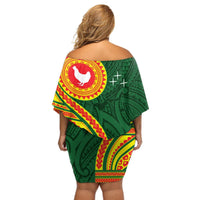 Manu'a Cession Day Off Shoulder Short Dress Polynesian Pattern LT03 - Polynesian Pride