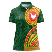 Manu'a Cession Day Women Polo Shirt Polynesian Pattern LT03 Female Green - Polynesian Pride