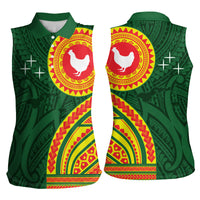 Manu'a Cession Day Women Sleeveless Polo Shirt Polynesian Pattern