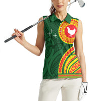 Manu'a Cession Day Women Sleeveless Polo Shirt Polynesian Pattern