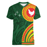 Manu'a Cession Day Women V-Neck T-Shirt Polynesian Pattern