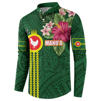 Manu'a Cession Day 120th Anniversary Button Sweatshirt Polynesian Pattern and Hibiscus Flower LT03 - Polynesian Pride