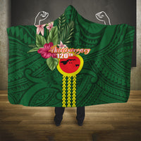 Manu'a Cession Day 120th Anniversary Hooded Blanket Polynesian Pattern and Hibiscus Flower LT03 One Size Green - Polynesian Pride