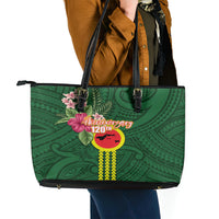 Manu'a Cession Day 120th Anniversary Leather Tote Bag Polynesian Pattern and Hibiscus Flower LT03 - Polynesian Pride