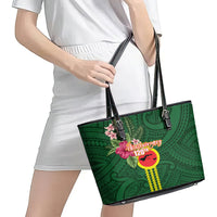 Manu'a Cession Day 120th Anniversary Leather Tote Bag Polynesian Pattern and Hibiscus Flower LT03 - Polynesian Pride