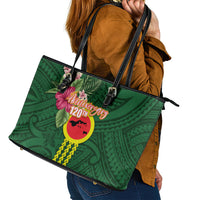 Manu'a Cession Day 120th Anniversary Leather Tote Bag Polynesian Pattern and Hibiscus Flower LT03 - Polynesian Pride