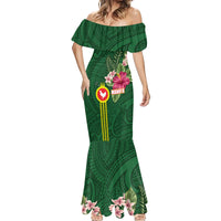 Manu'a Cession Day 120th Anniversary Mermaid Dress Polynesian Pattern and Hibiscus Flower LT03 - Polynesian Pride