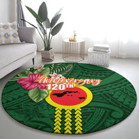 Manu'a Cession Day 120th Anniversary Round Carpet Polynesian Pattern and Hibiscus Flower