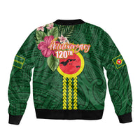 Manu'a Cession Day 120th Anniversary Sleeve Zip Bomber Jacket Polynesian Pattern and Hibiscus Flower LT03 - Polynesian Pride
