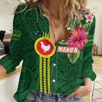 Manu'a Cession Day 120th Anniversary Women Casual Shirt Polynesian Pattern and Hibiscus Flower