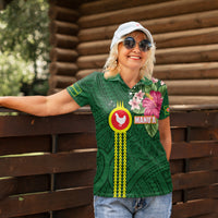 Manu'a Cession Day 120th Anniversary Women Polo Shirt Polynesian Pattern and Hibiscus Flower LT03 - Polynesian Pride