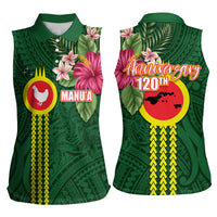 Manu'a Cession Day 120th Anniversary Women Sleeveless Polo Shirt Polynesian Pattern and Hibiscus Flower LT03 - Polynesian Pride