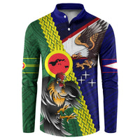Manu'a Island and American Samoa Button Sweatshirt Rooster and Eagle Mascot LT03 Green - Polynesian Pride