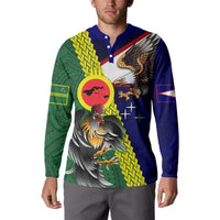 Manu'a Island and American Samoa Button Sweatshirt Rooster and Eagle Mascot LT03 - Polynesian Pride