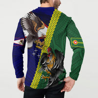 Manu'a Island and American Samoa Button Sweatshirt Rooster and Eagle Mascot LT03 - Polynesian Pride