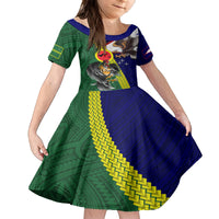 Manu'a Island and American Samoa Kid Short Sleeve Dress Rooster and Eagle Mascot LT03 KID Green - Polynesian Pride