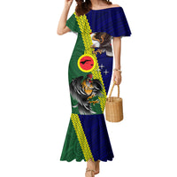 Manu'a Island and American Samoa Mermaid Dress Rooster and Eagle Mascot LT03 Women Green - Polynesian Pride