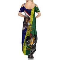 Manu'a Island and American Samoa Summer Maxi Dress Rooster and Eagle Mascot LT03 - Polynesian Pride