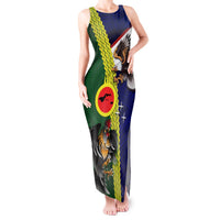 Manu'a Island and American Samoa Tank Maxi Dress Rooster and Eagle Mascot LT03 Women Green - Polynesian Pride