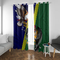 Manu'a Island and American Samoa Window Curtain Rooster and Eagle Mascot LT03 With Grommets Green - Polynesian Pride