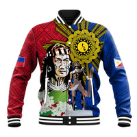 Philippines Lapu-Lapu Baseball Jacket Filipino Sun Tattoo With Yakan Pattern