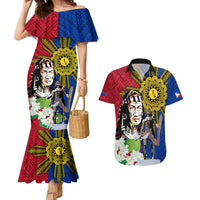Philippines Lapu-Lapu Couples Matching Mermaid Dress and Hawaiian Shirt Filipino Sun Tattoo With Yakan Pattern LT03 Red - Polynesian Pride