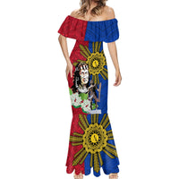 Philippines Lapu-Lapu Mermaid Dress Filipino Sun Tattoo With Yakan Pattern LT03 - Polynesian Pride