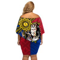Philippines Lapu-Lapu Off Shoulder Short Dress Filipino Sun Tattoo With Yakan Pattern LT03 - Polynesian Pride