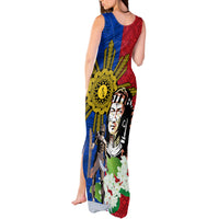 Philippines Lapu-Lapu Tank Maxi Dress Filipino Sun Tattoo With Yakan Pattern LT03 - Polynesian Pride