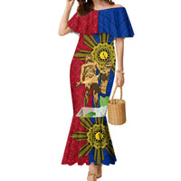 Philippines Lapu Lapu King Jasmine Flowers Mermaid Dress Filipino Sun Tattoo LT03 Women Red - Polynesian Pride