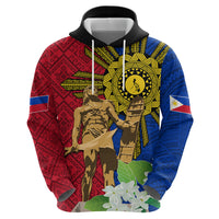 Philippines Lapu Lapu King Jasmine Flowers Zip Hoodie Filipino Sun Tattoo