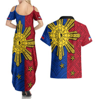 Philippines Sun Batok Tattoo Couples Matching Summer Maxi Dress and Hawaiian Shirt Polynesian and Yakan Pattern LT03 - Polynesian Pride
