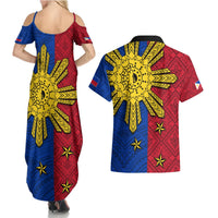 Philippines Sun Batok Tattoo Couples Matching Summer Maxi Dress and Hawaiian Shirt Polynesian and Yakan Pattern LT03 - Polynesian Pride