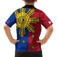 Philippines Sun Batok Tattoo Kid Hawaiian Shirt Polynesian and Yakan Pattern