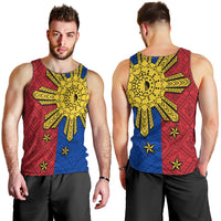 Philippines Sun Batok Tattoo Men Tank Top Polynesian and Yakan Pattern