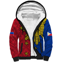 Philippines Sun Batok Tattoo Sherpa Hoodie Polynesian and Yakan Pattern LT03 Unisex Red - Polynesian Pride