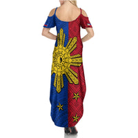 Philippines Sun Batok Tattoo Summer Maxi Dress Polynesian and Yakan Pattern LT03 - Polynesian Pride