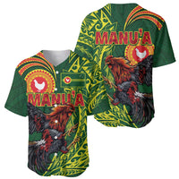 Proud of Manu'a Islands Baseball Jersey Rooster and Polynesian Art Wing Style
