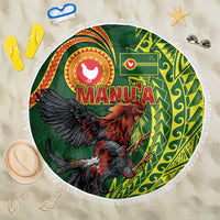 Proud of Manu'a Islands Beach Blanket Rooster and Polynesian Art Wing Style LT03 One Size 150cm Green - Polynesian Pride