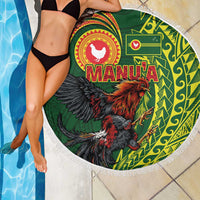 Proud of Manu'a Islands Beach Blanket Rooster and Polynesian Art Wing Style LT03 - Polynesian Pride
