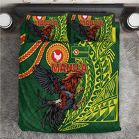 Proud of Manu'a Islands Bedding Set Rooster and Polynesian Art Wing Style LT03 Green - Polynesian Pride