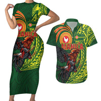 Proud of Manu'a Islands Couples Matching Short Sleeve Bodycon Dress and Hawaiian Shirt Rooster and Polynesian Art Wing Style